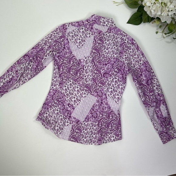 Etro Shirt Sz 40 Purple Button Down Paisley Print Cotton - Picture 3 of 14
